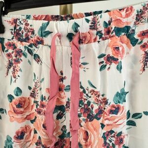 CYNTHIA ROWLEY XL Floral Lounge Pants, Pink Sleepwear